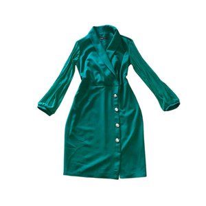 Green double breasted dress with long sheer sleeve